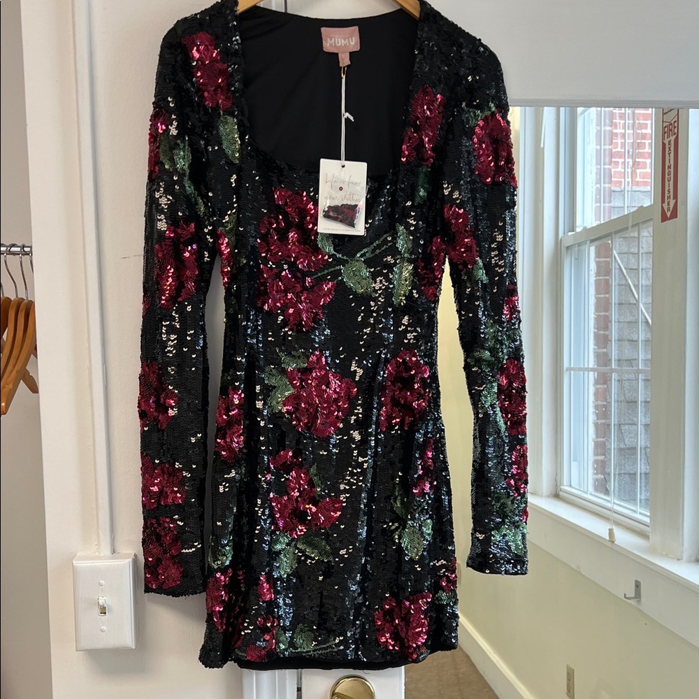 Show Me Your MuMu Black and Red Sequin Dress